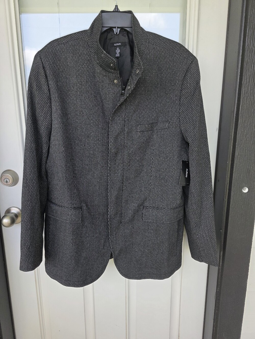 NWT Alfani $139.50 Gray Textured Sport Coat Jacket Large Modern Stretch Blazer - Picture 3 of 12